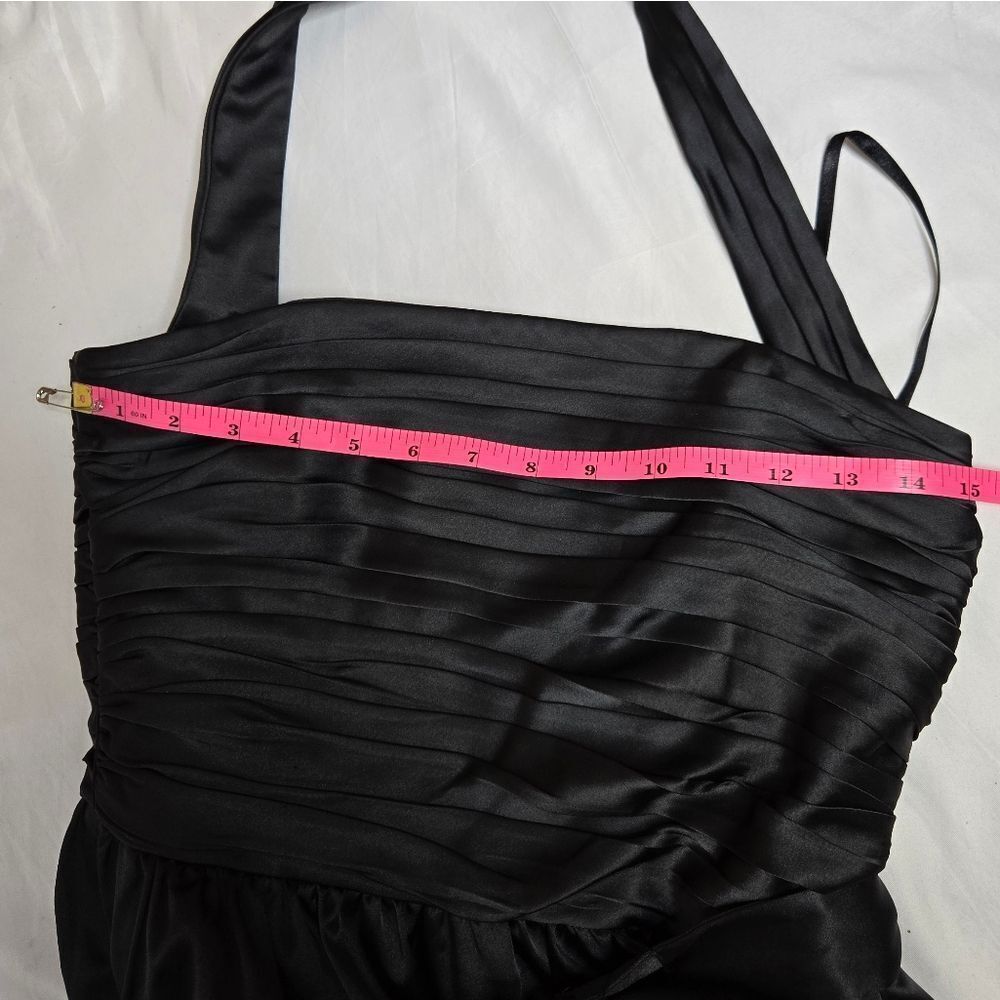 WHBM black satin halter top fit and flare jeweled tulle formal cocktail dress 4 - Picture 10 of 13